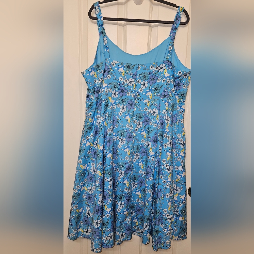 Disney Alice Wonderland Floral blue sleeveless dress Size 24, 97% cotton - Picture 6 of 6